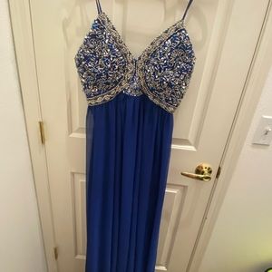 My Michelle Embellished Sleeveless Beaded Gown (Royal Blue) - juniors sz 15
